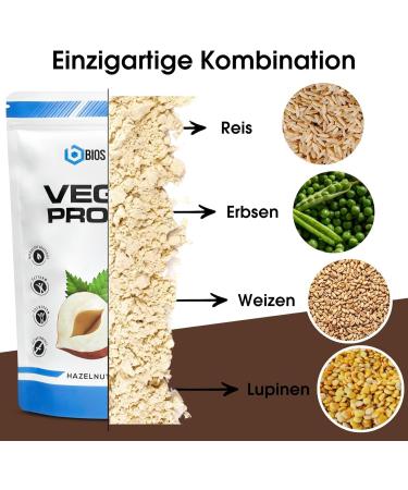 Vegan Protein Hazelnut 900g | 4K Vegan Protein Powder - Delicious Lactose-Free Soy-Free | Bios Nutrition (Made in Germany) - Buy Online on GoSupps.com