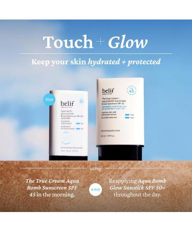 belif Aqua Bomb Niacinamide Sunscreen Stick SPF 50+ PA++++ Korean Sunstick for Face with Hyaluronic Acid No White Cast Lightweight Velvet Finish Daily UV Protection Semi-Matte Glow 0.63 oz Glow Sunstick (SPF 50+) - Buy Online on GoSupps.com