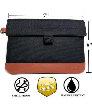 7x6 Inch Smell Proof Bag with Vegan Leather | Carbon Lined | Waterproof Zipper | Odor Elimination | Dog Tested - Buy Online on GoSupps.com