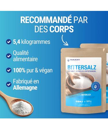 Maxxi Clean | 5 4 kg de sel d'Epsom tr s pur | Sel de bain pour bien- tre et gommage corporel | Pure relaxation pour les muscles la peau et l' me | Magn sium adapt aux soins du jardin - Buy Online on GoSupps.com