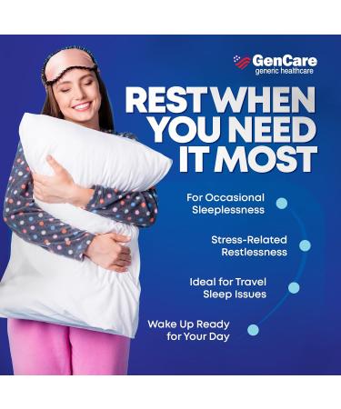 GenCare - Sleep Aid Diphenhydramine HCL 25mg Blue Caps (100 Caplets) - Non Habit Forming Nighttime Sleeping Pills for Adults to Fall Asleep Faster & Sleep Deeper Through The Night - Sleep Aids - Buy Online on GoSupps.com
