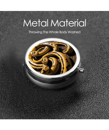Snake Printed Mini Round Pill Box | 3 Compartment Travel Pill Organizer | Portable Medicine Case for Home & Office - Buy Online on GoSupps.com