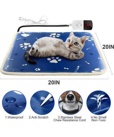 Pet Heating Pad for Cats Dogs - Waterproof, Auto Power Off, Adjustable Temperature - 20 x 20 Indoor Warming Mat - Buy Online on GoSupps.com