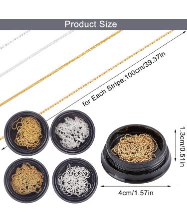 Niceneeded 4 Stripes Metal Nail Art Chains 3D Gold & Silver Nail Jewelry for Manicure Nail Decoration & DIY | Premium Nail Art Studs with Box - Buy Online on GoSupps.com