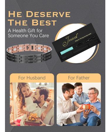 Jeracol Copper Magnetic Bracelet for Men with Ultra Strength Magnets - Adjustable Size in Gift Box - C-Black - Buy Online on GoSupps.com