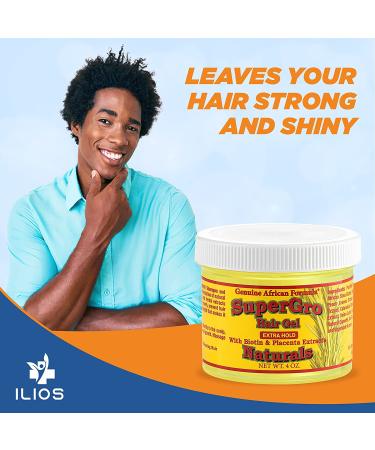 Genuine African Formulas Hair Gel with Ilios Comb Bundle - 4oz Regular and Extra Hold Combo for Short, Long, Straight, Curly, Wavy Locks - Styling & Texturing - Compact & Travel-Ready - Buy Online on GoSupps.com