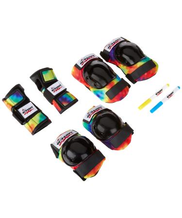 Wipeout Dry Erase Kids Pad Set with Knee Pads, Elbow Pads, and Wristguards Tie Dye
