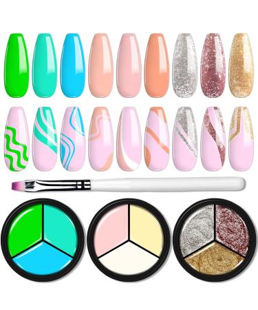 Solid Gel Polish 3Pcs 3 in 1 Colors Pudding Cream Gel Nail Polish Set Soak Off LED UV Solid Nail Polish with Brushes for Nail Art Design DIY Salon Nude Pink Solid Cream Gel Nail Polish G004