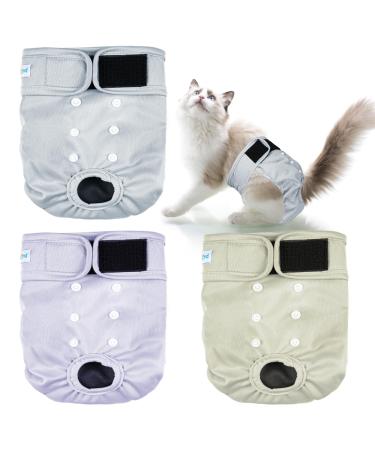 Paw legend cat diapers for female cats washable reusable kitten diapers for cats incontinence pet diapers (3 pieces small) small color: morandi