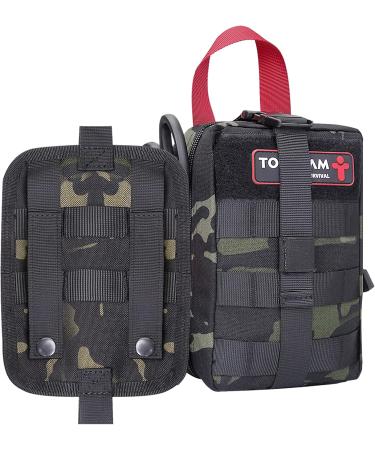IFAK Med Trauma Kit | Molle Tactical Emergency First Aid Survival Military Rip-Away Field Dressing Kit - Black Camo | Ideal for Camping, Hiking, Bug Out - Buy Online on GoSupps.com
