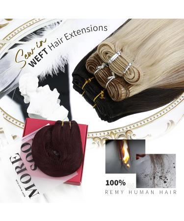 Moresoo 100g Wine Red Human Hair Weft Extensions 14 Inch #99J - Pack of 1 | Real Human Hair Weft - Buy Online on GoSupps.com