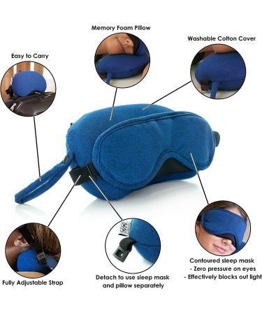 2 in 1 Memory Foam Neck Pillow with Eye Sleep Mask for Women and Men - Adjustable Travel Pillow and Sleeping Mask Set - Buy Online on GoSupps.com