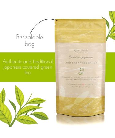 Nozomi Japanese Tea - Kabuse Sencha Green Tea Vegan Single Origin Japanese Green Tea Loose Leaf Covered Loose Japanese Green Tea 3.5oz Resealable Bag - Buy Online on GoSupps.com