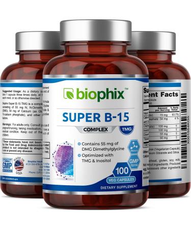 Super B-15 100 Vcaps - Niacin Calcium Choline Inositol DMG TMG | Supports Healthy Oxygen Energy Levels - Buy Online on GoSupps.com