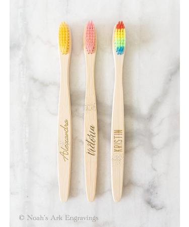 Personalized Pink Bamboo Toothbrush with Custom Name | Color and Font Choice - Buy Online on GoSupps.com