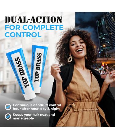 Top Brass Anti Dandruff Hair Cream for Men & Women | Non-Greasy Styling Cream with Beeswax & Candelilla | Relieves Dry Scalp Dandruff & Itching | International Shipping Available - Buy Online on GoSupps.com