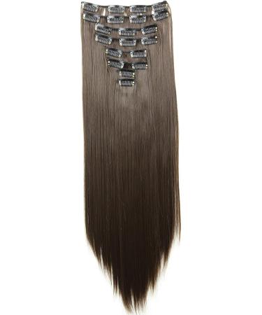 CAISHA by PRETTYSHOP XXL 20 Long Clip In Extensions Hair Extension Synthetic Straight Brunette #8 (CES104) - 8 Pieces Set - Buy Online on GoSupps.com