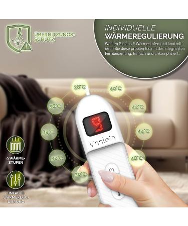 Sinnlein Heating Ceiling Blanket 180x130cm | T V S d GS Certified | Electric Thermal with Timer & 9 Temp Levels | Washable & Cuddly in Brown - Buy Online on GoSupps.com