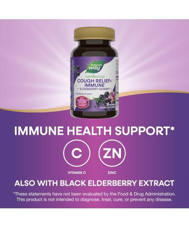 Nature's Way Sambucus Cough Relief +(1) Immune* Elderberry Gummy Clinically Proven South African Geranium Root Extract(1) Elderberry Extract Vitamin C & Zinc 36 Gummies (Packaging May Vary) 36 Count - Buy Online on GoSupps.com