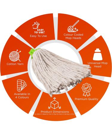 Jazooli 10-Pack Green Mop Heads Replacement for Wet & Dry Cleaning - Household and Commercial Use | Heavy Duty, Colour Coded Yarn Floor Mops - Buy Online on GoSupps.com