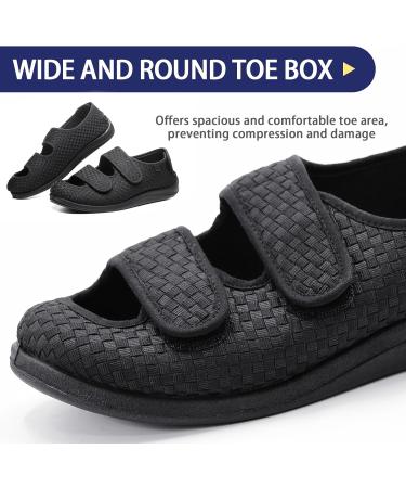 Comfortable Open Toe Diabetic Sandals for Men & Women | Adjustable Wide Width Slippers for Arthritis & Swollen Feet - Black L05 8.5 - Buy Online on GoSupps.com