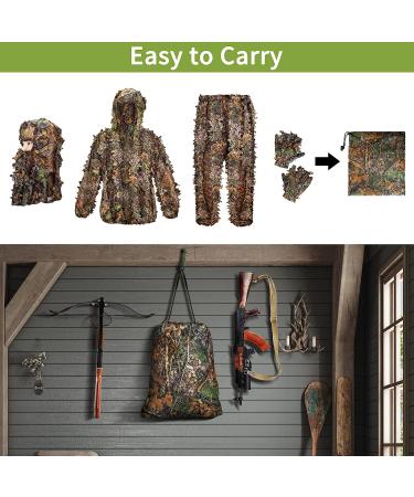 Leafy Ghillie Suit for Kids and Adults | 3D Camo Hunting Gear with Clothes, Gloves, Face Mask, and Bag | Lightweight Jungle and Halloween Camouflage Suit (M&L) - Buy Online on GoSupps.com