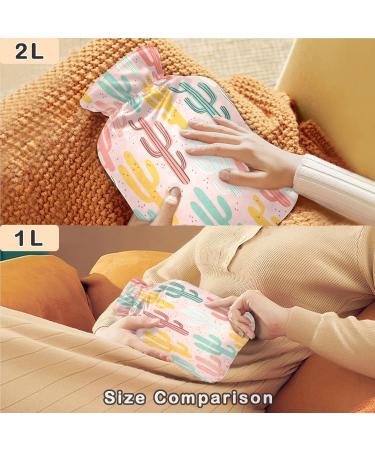 NAANLE 2L Cartoon Cactus Hot Water Bottle with Cover - Pain Relief for Menstrual Cramps & Heat Therapy - Buy Online on GoSupps.com