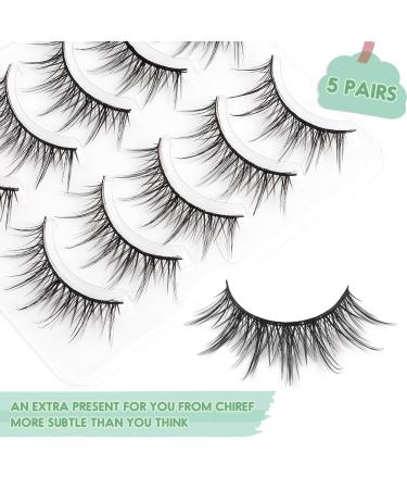 Manga Natural False Eyelashes - Soft Faux Mink Wispy 3D Lashes | 5 Pairs 13mm Curly Fluffy Lashes for a Natural Look - Buy Online on GoSupps.com