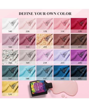 Phoenixy 21+3 Pcs Autumn Winter Gel Nail Polish Set - Soak Off UV Gel Nail Polish with Base Top Coat - Christmas Nail Art Manicure Gifts for Women - Pinkish Blue (24pcs) - Buy Online on GoSupps.com