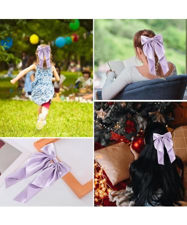 Hair Bow Purple Big Hair Bows for Women Solid Color Bow Hair Clips with Long Ribbon Soft Satin Silky Bow Hair Clip French Purple Hair Bows Cute Gifts for Women Girls (Purple) - Buy Online on GoSupps.com