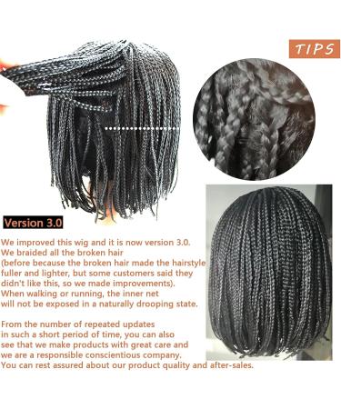 Braided Wigs for Women | Short Bob Synthetic Hair Wig - No Lace Front - 10 Inch Natural Black - Buy Online on GoSupps.com