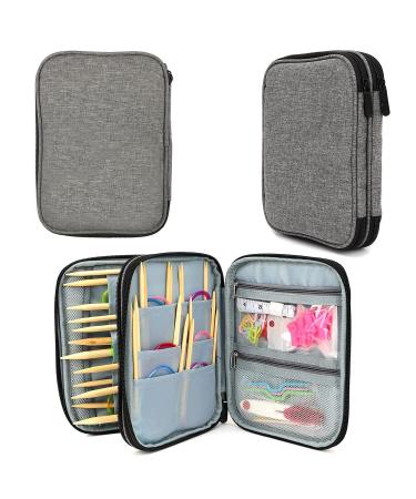 New Knitting Needls Case Without Hooks and Accessories Zipper Storage Organizer Bag with Web Pockets for Various Knitting Needles/Knitting Accessories/Crochet Hook Kit Tools Lightweight Easy to Hold