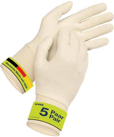 Uvex cotton glove 5 pairs - cosmetic & assembly shoe with elastan (undercoat coin glove) - breathable elastic & sensitive - nature - size 08/m - Buy Online on GoSupps.com