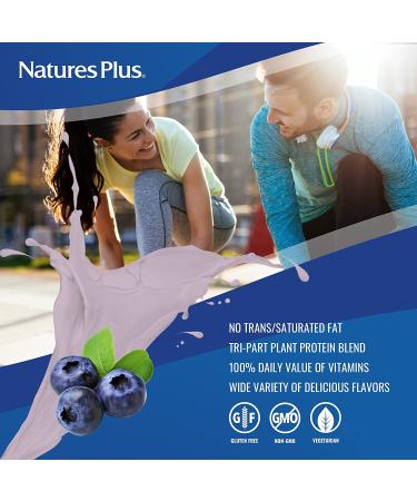 NaturesPlus SPIRU-TEIN Blueberries & Cream 1.12 lbs - Plant-Based Meal Replacement Shake with Spirulina Protein, Vitamins & Minerals - Vegetarian, Gluten-Free - 15 Servings - Buy Online on GoSupps.com