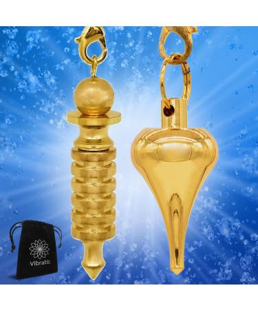 Vibratis - pendulum for radio aesthesia 2 pieces gold -colored water drops & Egyptian pendulum ISIS (geobiology care Reiki fortune telling radionic ...)