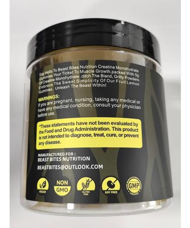 BEAST BITES Nutrition Creatine Monohydrate Gummies 5000mg (135 Count)-Lemon Flavor. - Buy Online on GoSupps.com