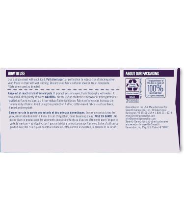 Seventh Generation Dryer Sheets - Fresh Lavender Fabric Softener 80 Count | Eco-Friendly Laundry Sheets for Softness & Freshness - Buy Online on GoSupps.com