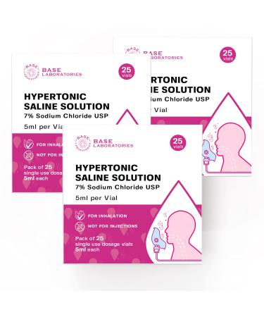 Base Labs 7% Hypertonic Saline Solution for Nebulizer Machine | Saline Solution for Inhalation| Helps with Respiratory Treatments Clears Lungs Mucus & Congestion l 75 Vials 5ml Unit Dose