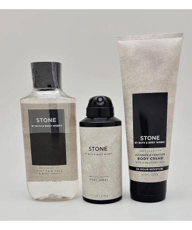 Bath & Body Works Stone For Men 3 pc Bundle: Hair, Face & Body Wash, Deodorizing Body Spray, and Hydration Cream 2021 - Buy Online on GoSupps.com