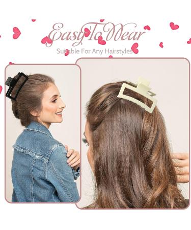 4 Pcs Extra Large Claw Clips for Thick Hair - Non-slip Jumbo Hair Clips for Curly Hair - Strong Hold Rectangle Claw Clip - Buy Online on GoSupps.com
