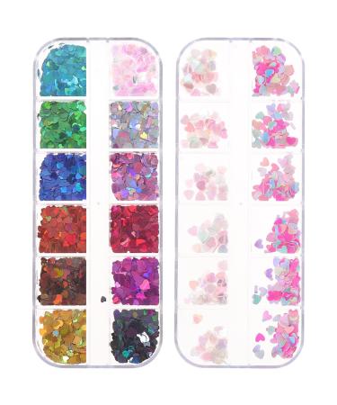 2 Boxes 3D Nail Art Charms Valentine Love Heart Nail Art Charms Nail Rhinestone for DIY Nail Art Manicure Cellphone Decoration