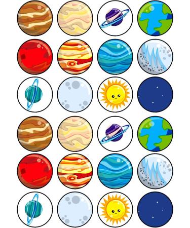 24 Space Theme #3 Edible Cupcake Toppers - Stand Up Disc Wafer Cake Decorations - Buy Online on GoSupps.com