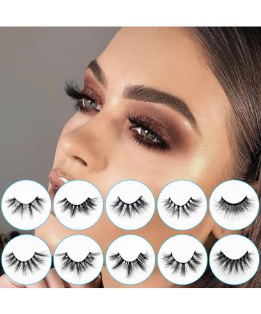 10 Pack Wholesale Faux Mink False Eyelashes - 10 Styles, 15-22mm, Fluffy Wispy Natural Volume, Handmade Reusable Soft Lashes - Individual Package, Bulk 10pair - Buy Online on GoSupps.com