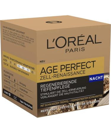 L'Or al Paris Age Perfect Cell Renaissance Night Cream Anti-Ageing Deep Care Strength and Vitality for Mature Skin with Black Truffle and Fermented Black Tea 50 ml - Buy Online on GoSupps.com