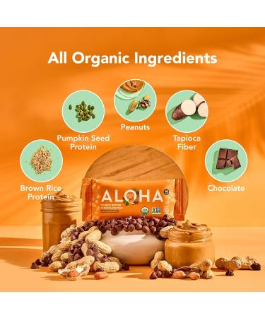 ALOHA Organic Plant-Based Protein Powder Chocolate 19.6 oz 15 Servings and Protein Bars |Peanut Butter Chocolate Chip | 1.98 Oz (Pack of 12) | Vegan Bundle - Buy Online on GoSupps.com