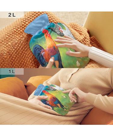 Rooster BAP Free Hot Water Bottle 2L - Large Pain Relief Bag with Cover for Headaches Neck & Shoulders | Shop Internationally - Buy Online on GoSupps.com