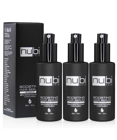 Nubi Boosting Hair Serum - Marula Oil Hair Serum with Vitamin E and Aloe Vera - Marula Hair Serum to Revive Dry Dull Hair - 2 Fl. Oz. / 60 Ml. (3 Pack)