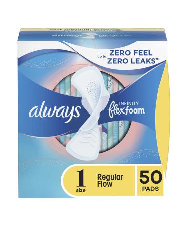 Always Infinity Feminine Pads for Women Size 1 Regular with Wings unscented 50 ct Regular (Size 1) 50.0