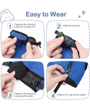 Adjustable Soft Rabbit Dishes & Elastic Leash for Small Pets - Kitty & Bunny Walking Set (Blue XS - 20-27.5cm) - Buy Online on GoSupps.com