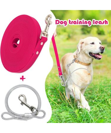 Waterproof Dog Drag Line - 15m Chew Proof Tie-Out Leash for All Dog Sizes | Durable Waterproof Training Line in Rose - Buy Online on GoSupps.com